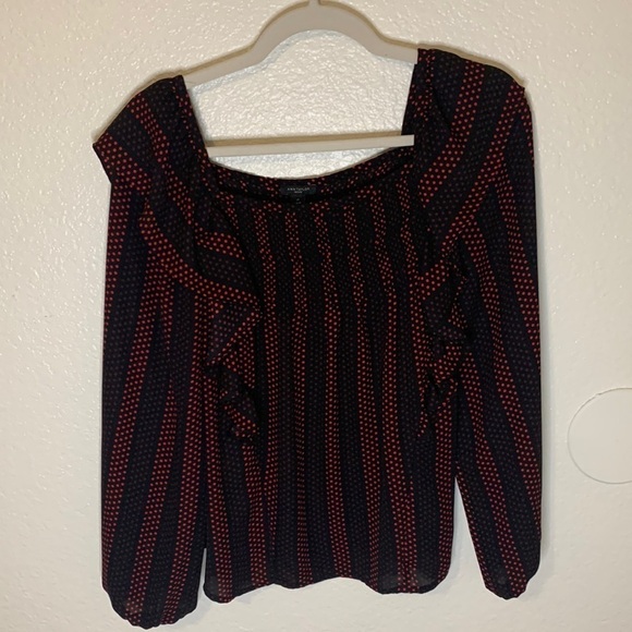 ANN TAYLOR RED POLKA DOT BLOUSE - Picture 1 of 3